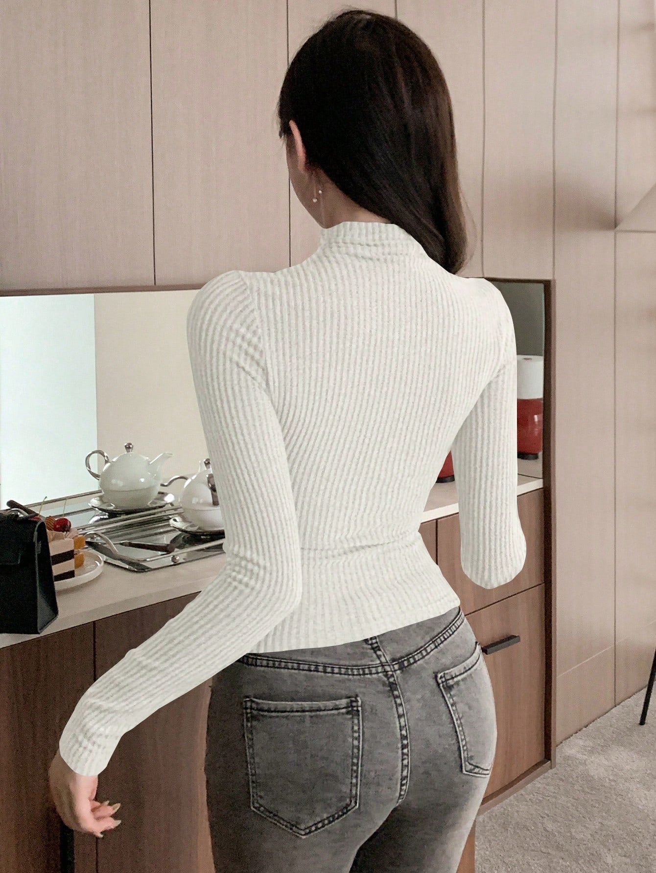 DAZY Blusa de oficina con cintura acanalada, nuevo estilo primaveral para damas
