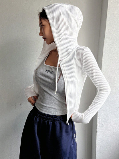 DAZY Camiseta ajustada con capucha para mujer, nueva colección de otoño chaqueta de mujer, ropa de mujer de otoño