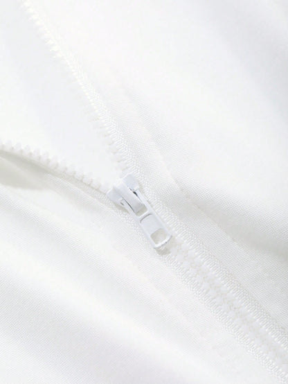 DAZY Camiseta ajustada con cremallera frontal de unicolor, manga larga, con capucha, para mujer - nueva llegada de otoño