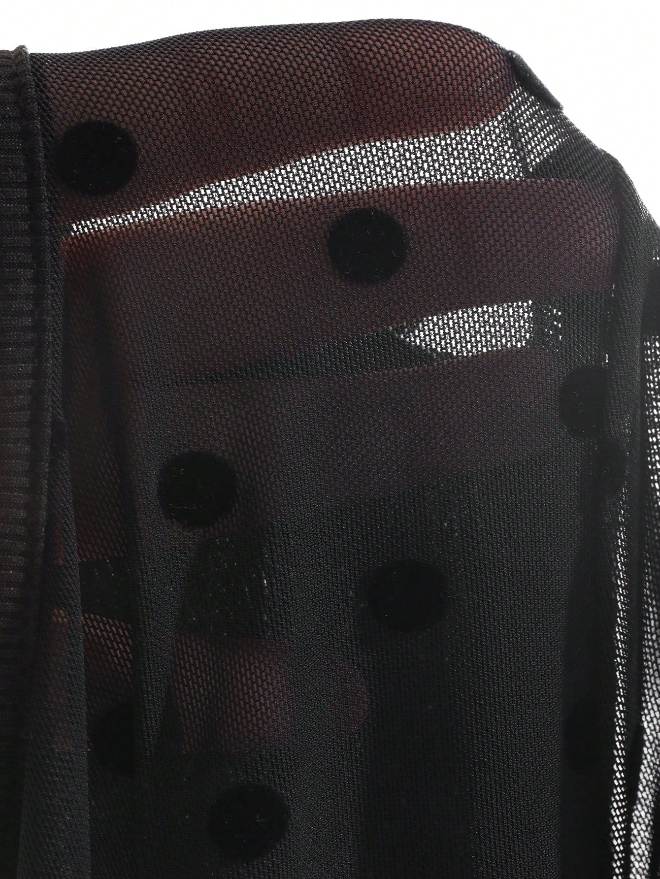 DAZY Camiseta de manga corta y ajustada con cuello redondo, contraste de malla con lunares, para usar en verano
