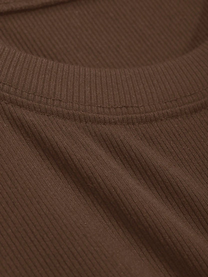 DAZY Camiseta de manga larga de ajuste ceñido en color liso, versátil para el otoño