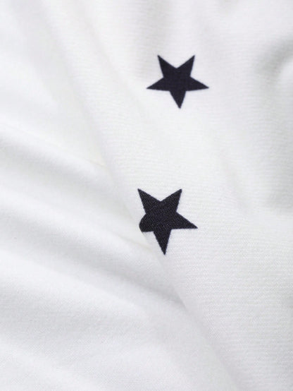 DAZY Camiseta de manga larga de cuello redondo ajustada con estampado de estrellas para mujer, primavera/otoño, estilo Y2k