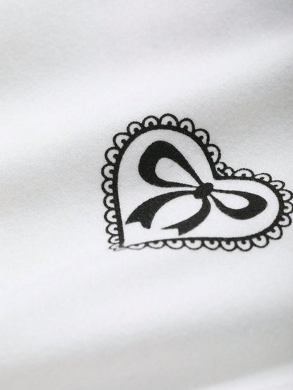 DAZY Camiseta de mujer de cuello redondo con mangas cortas con inserción de encaje en contraste