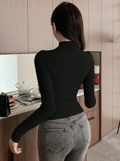 DAZY Camiseta de mujer de franela con cintura ceñida de moda