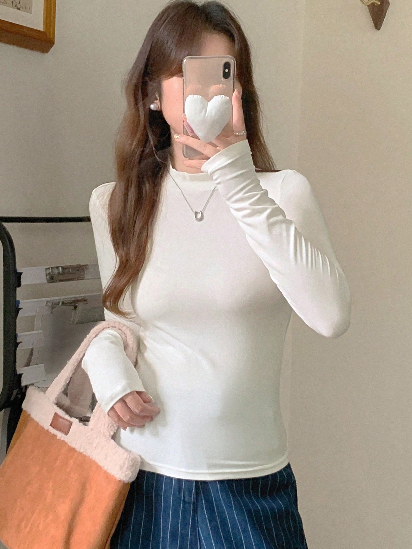 DAZY Camiseta interior de cuello alto de manga larga para mujer
