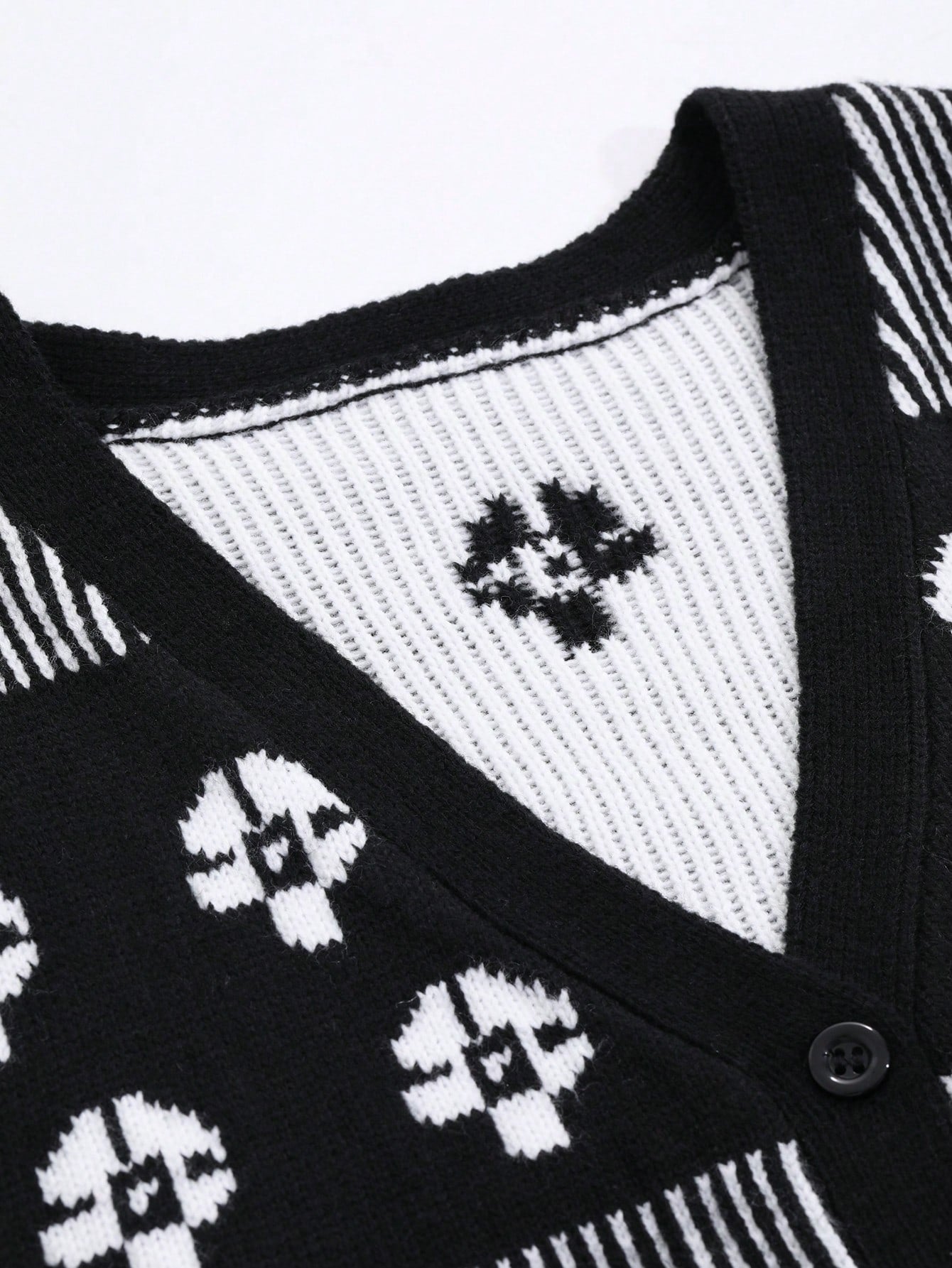 DAZY Chaleco de mujer ajustado de punto jacquard con estampado floral, sin mangas y cuello en V, color negro