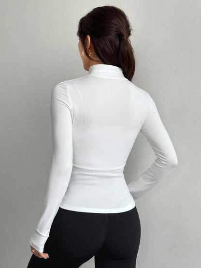 DAZY Chaqueta ajustada de mujer para correr, yoga, de manga raglán y unicolor