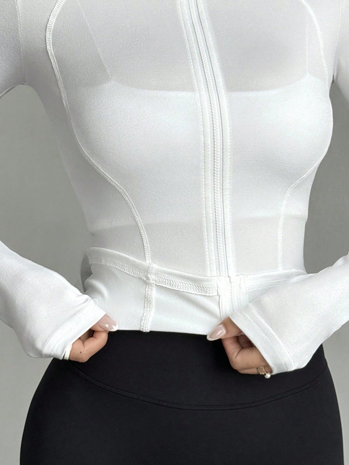 DAZY Chaqueta ajustada de mujer para correr, yoga, de manga raglán y unicolor