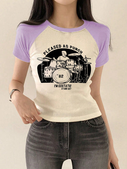 DAZY Playera con mangas raglán y gráfico de letra