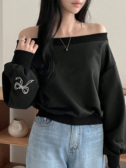 DAZY Sudadera casual con hombros descubiertos para mujer, nueva colección de otoño