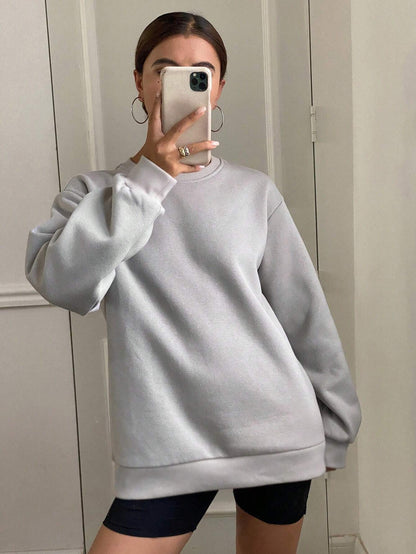 DAZY Sudadera casual de cuello redondo de felpa para mujer