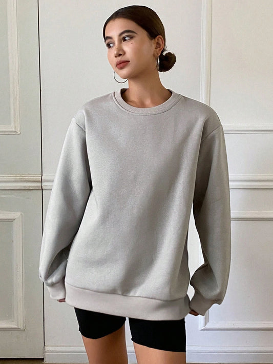 DAZY Sudadera casual de cuello redondo de felpa para mujer