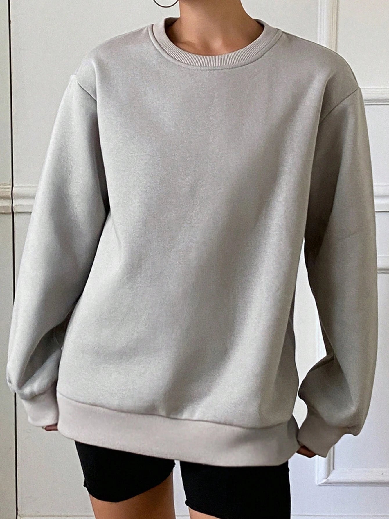 DAZY Sudadera casual de cuello redondo de felpa para mujer