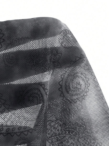 DAZY Top corto con cuello de strass y estampado retro de teñido anudado, nueva manga larga para mujer para Año Nuevo