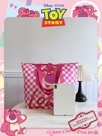 1 pieza Bolso de hombro con estampado de Disney, de gran capacidad y peso ligero. Bolsa de almacenamiento con estampado de dibujos animados, plegable. Ideal para mujeres/niñas/estudiantes, para uso diario/salidas/compras