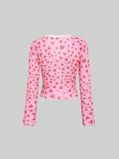 EgrlEra Cárdigan para mujer de manga larga con estampado de leopardo y encaje, para el otoño