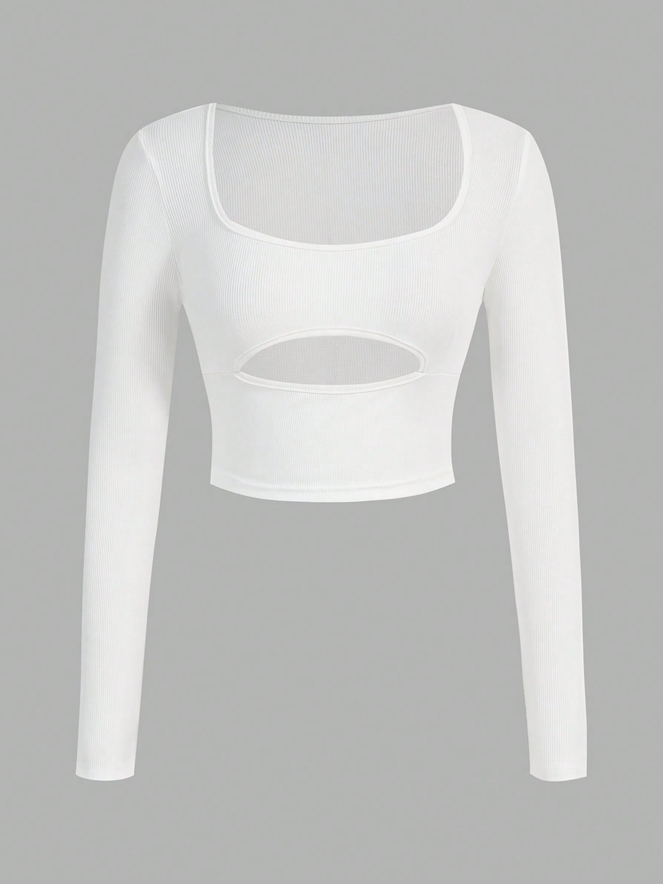 Flirla Camiseta De Manga Larga Para Mujer Con Cuello Cuadrado Y Huecos