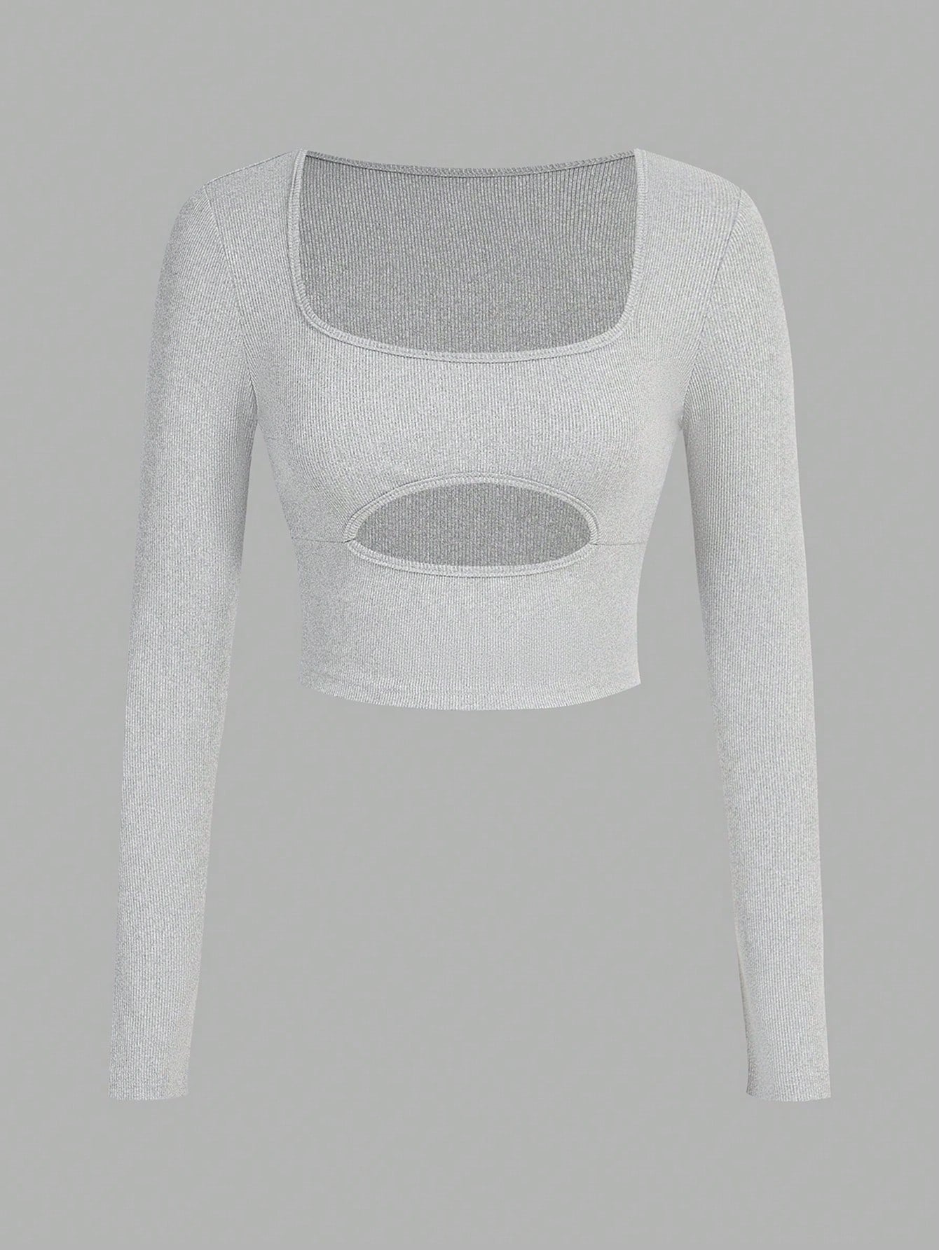 Flirla Camiseta De Manga Larga Para Mujer Con Cuello Cuadrado Y Huecos