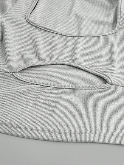 Flirla Camiseta De Manga Larga Para Mujer Con Cuello Cuadrado Y Huecos