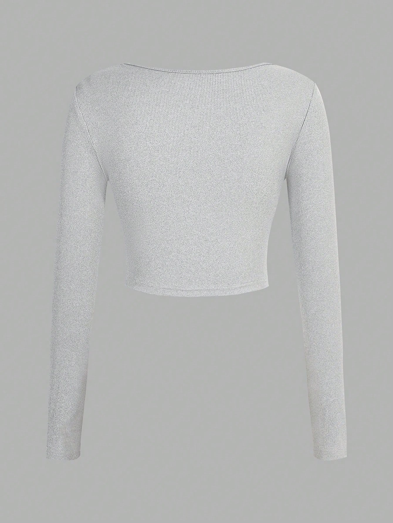 Flirla Camiseta De Manga Larga Para Mujer Con Cuello Cuadrado Y Huecos