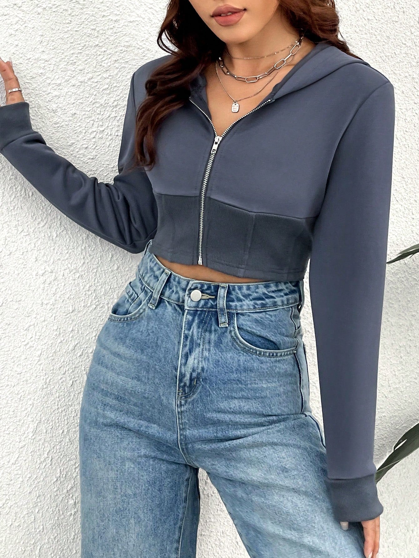 Flirla Sudadera Corta Con Capucha Y Cintura Ajustada Para La Mujer