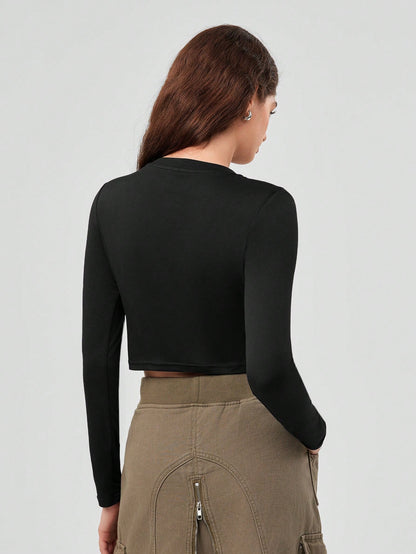 Forever 21 Top Corto Para Mujer Con Diseño De Letras Con Diamantes De Imitación