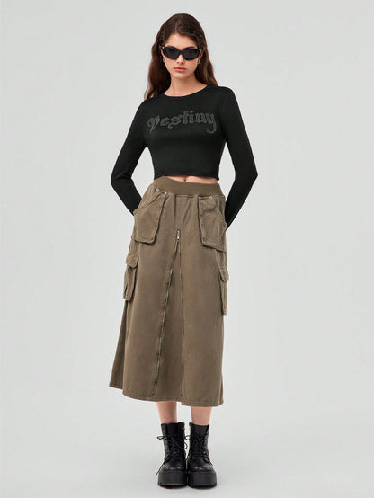 Forever 21 Top Corto Para Mujer Con Diseño De Letras Con Diamantes De Imitación