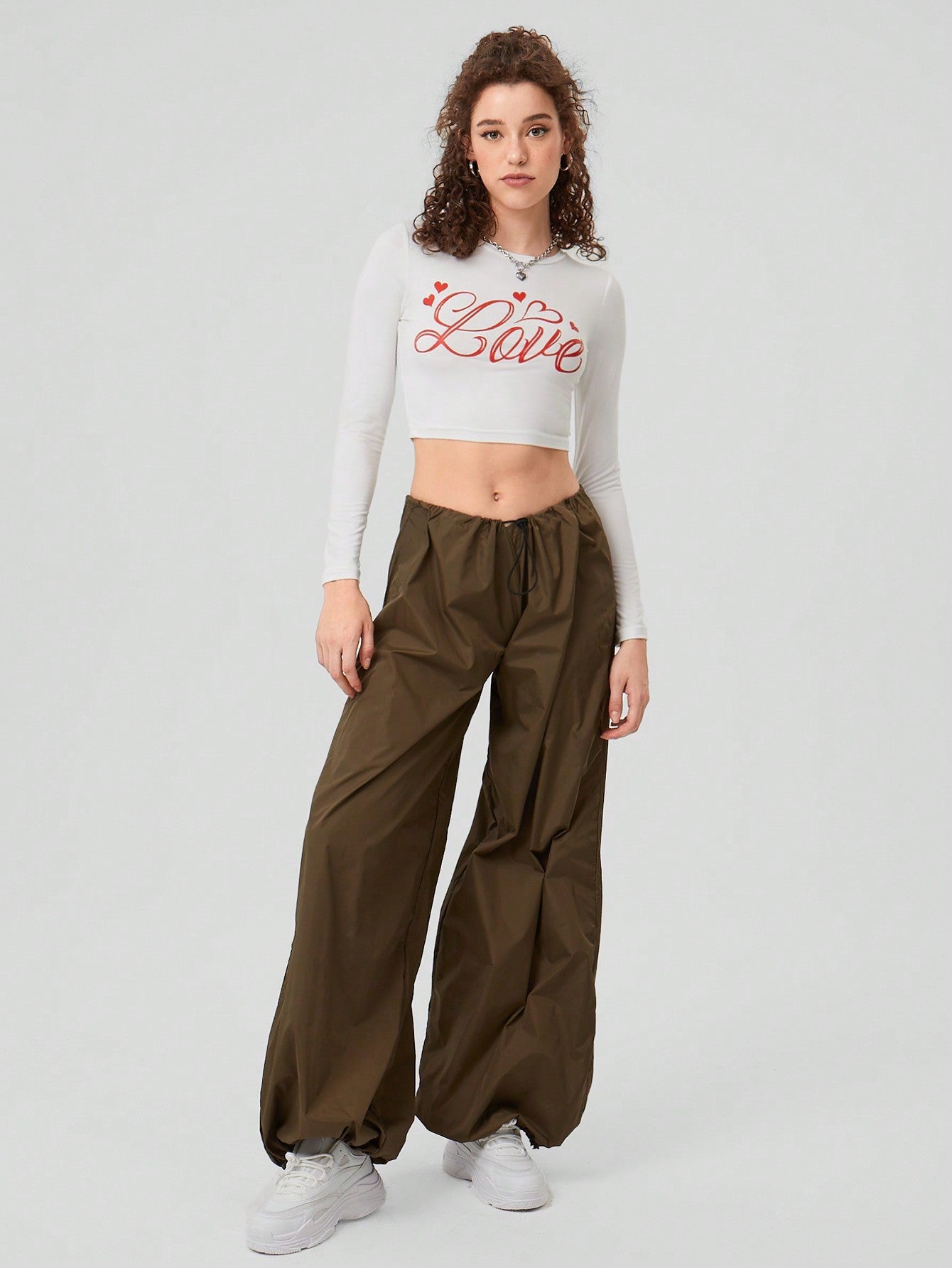 Forever 21 Top Largo Con Mangas Largas Recortadas E Impresión De Letras