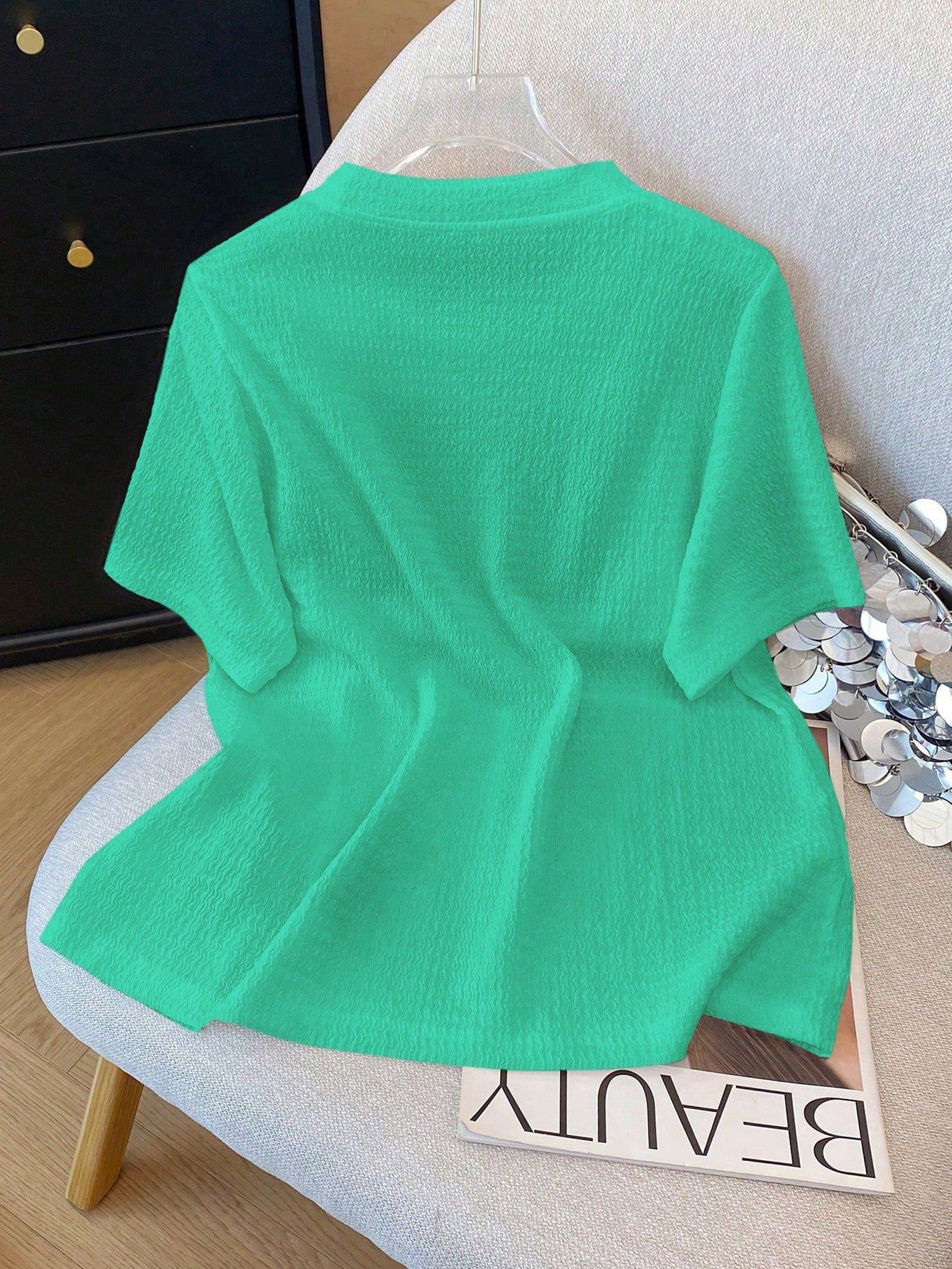 Franclia Camiseta estilosa de cuello redondo y manga corta, top con estampado 3D de flores dulces y picantes