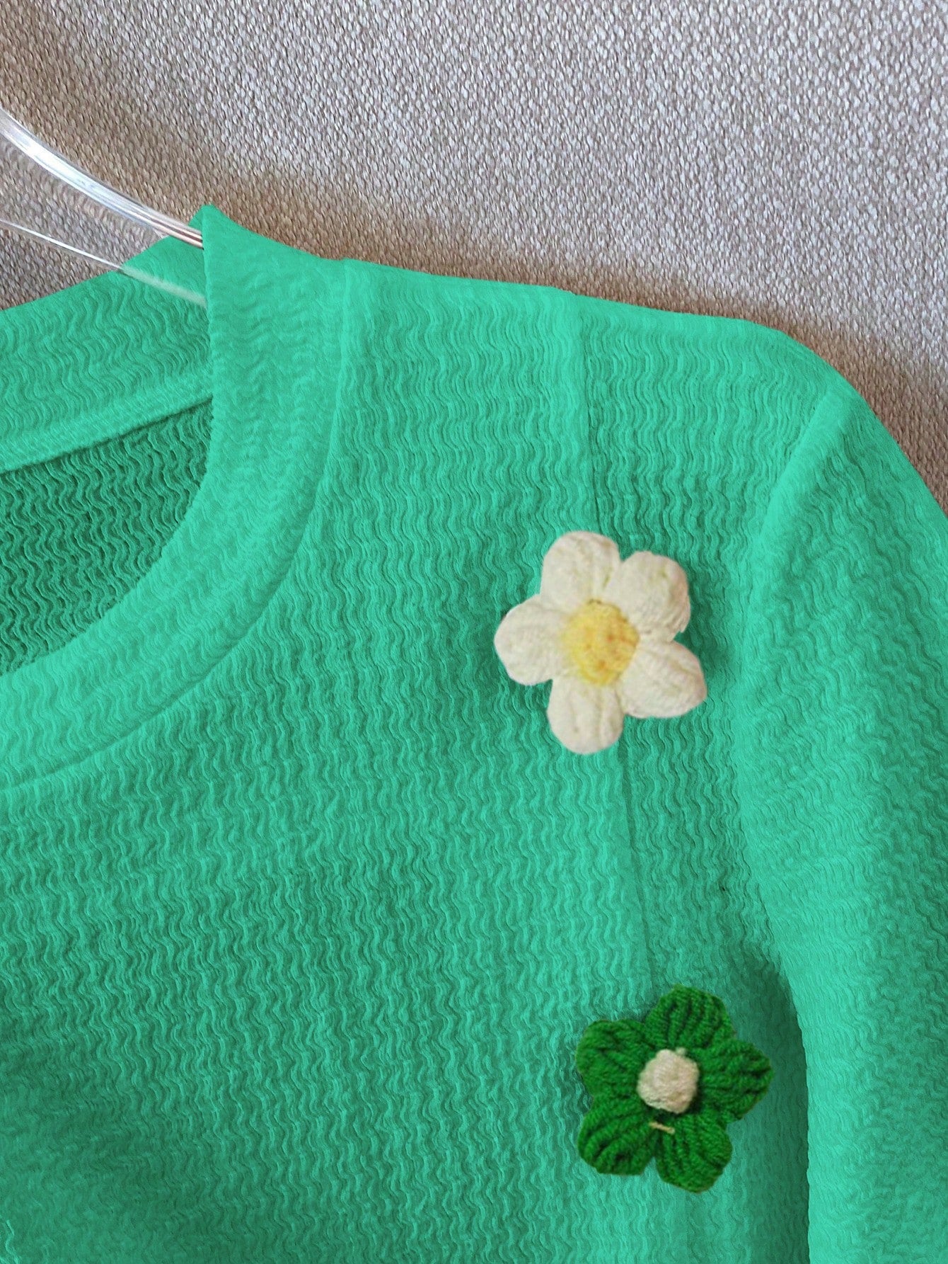 Franclia Camiseta estilosa de cuello redondo y manga corta, top con estampado 3D de flores dulces y picantes
