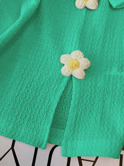 Franclia Camiseta estilosa de cuello redondo y manga corta, top con estampado 3D de flores dulces y picantes