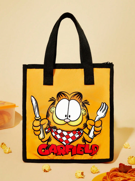 GARFIELD | SHEIN Bolsa térmica aislada con estampado de gato de dibujos animados, bolsa enfriadora de picnic, gran capacidad para guardar cajas de almuerzo, bebidas, etc.