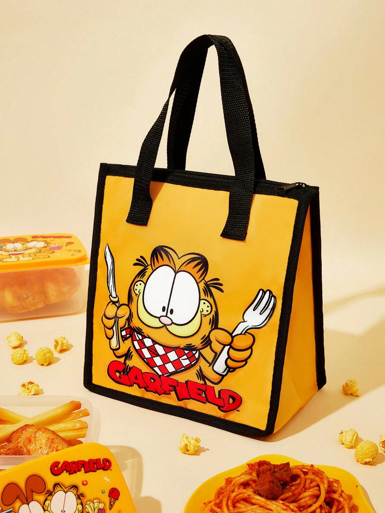 GARFIELD | SHEIN Bolsa térmica aislada con estampado de gato de dibujos animados, bolsa enfriadora de picnic, gran capacidad para guardar cajas de almuerzo, bebidas, etc.