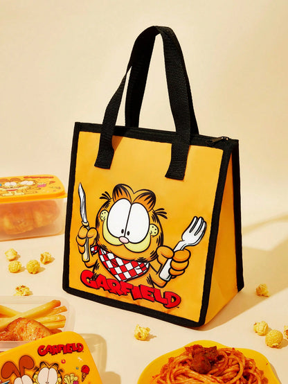 GARFIELD | SHEIN Bolsa térmica aislada con estampado de gato de dibujos animados, bolsa enfriadora de picnic, gran capacidad para guardar cajas de almuerzo, bebidas, etc.