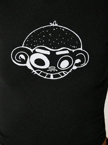 GAWX Camiseta corta de manga corta con estampado de dibujos animados, de ajuste ceñido, para mujer artista, de verano