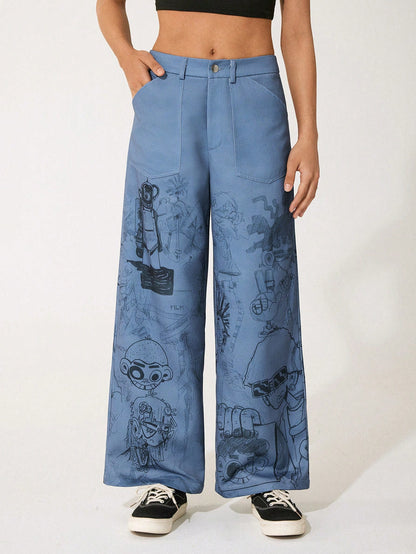 GAWX Pantalones rectos de cintura regular holgados para mujeres artistas