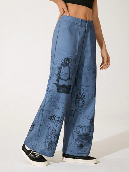 GAWX Pantalones rectos de cintura regular holgados para mujeres artistas