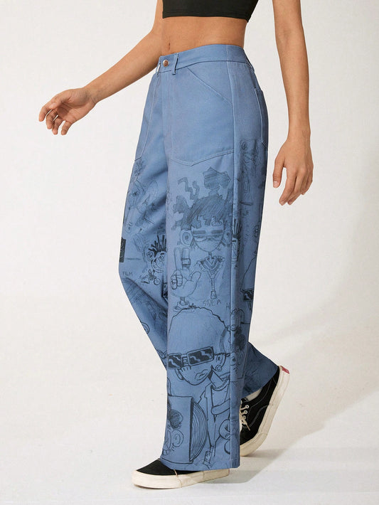GAWX Pantalones rectos de cintura regular holgados para mujeres artistas