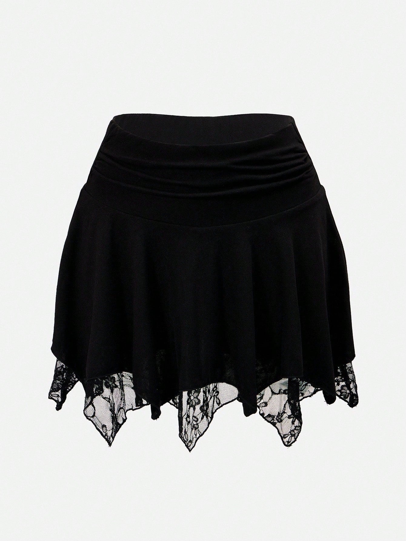 Glamine Charm Conjunto de 2 piezas de camiseta de manga larga y cuello redondo de punto negro elegante y minimalista, y minifalda para mujer