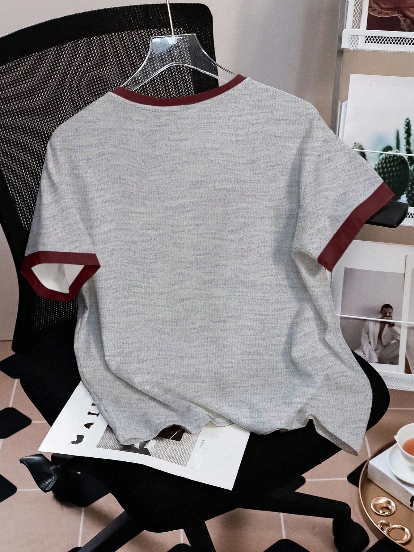 HARRY POTTER X SHEIN Camiseta de manga corta casual de mujer con gráfico de letras y ribete de contraste, para verano