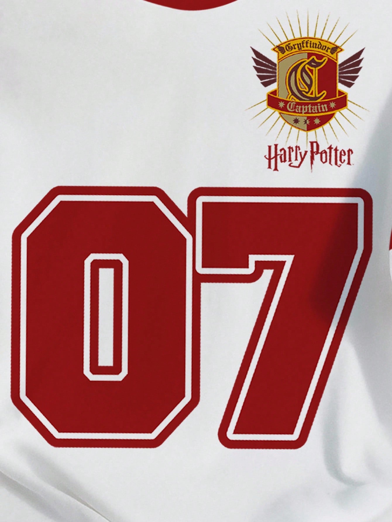 HARRY POTTER X SHEIN Camiseta de mujer de ajuste holgado y casual con estampado de insignia y números, para verano