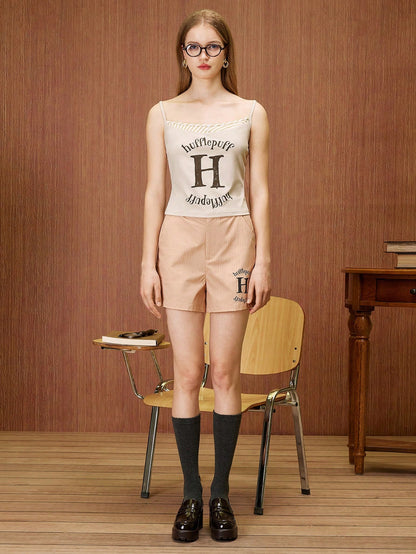 HARRY POTTER X SHEIN Top tipo camiseta sin mangas con estampado de letras y rayas, adecuado para el verano