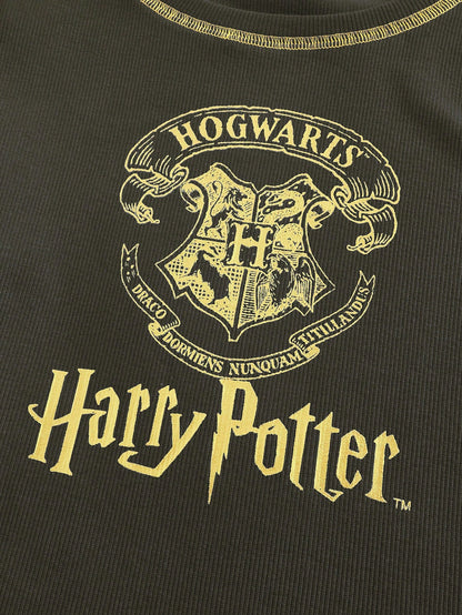 Harry Potter | ROMWE Camiseta de manga corta de verano con gráfico de letra para mujeres