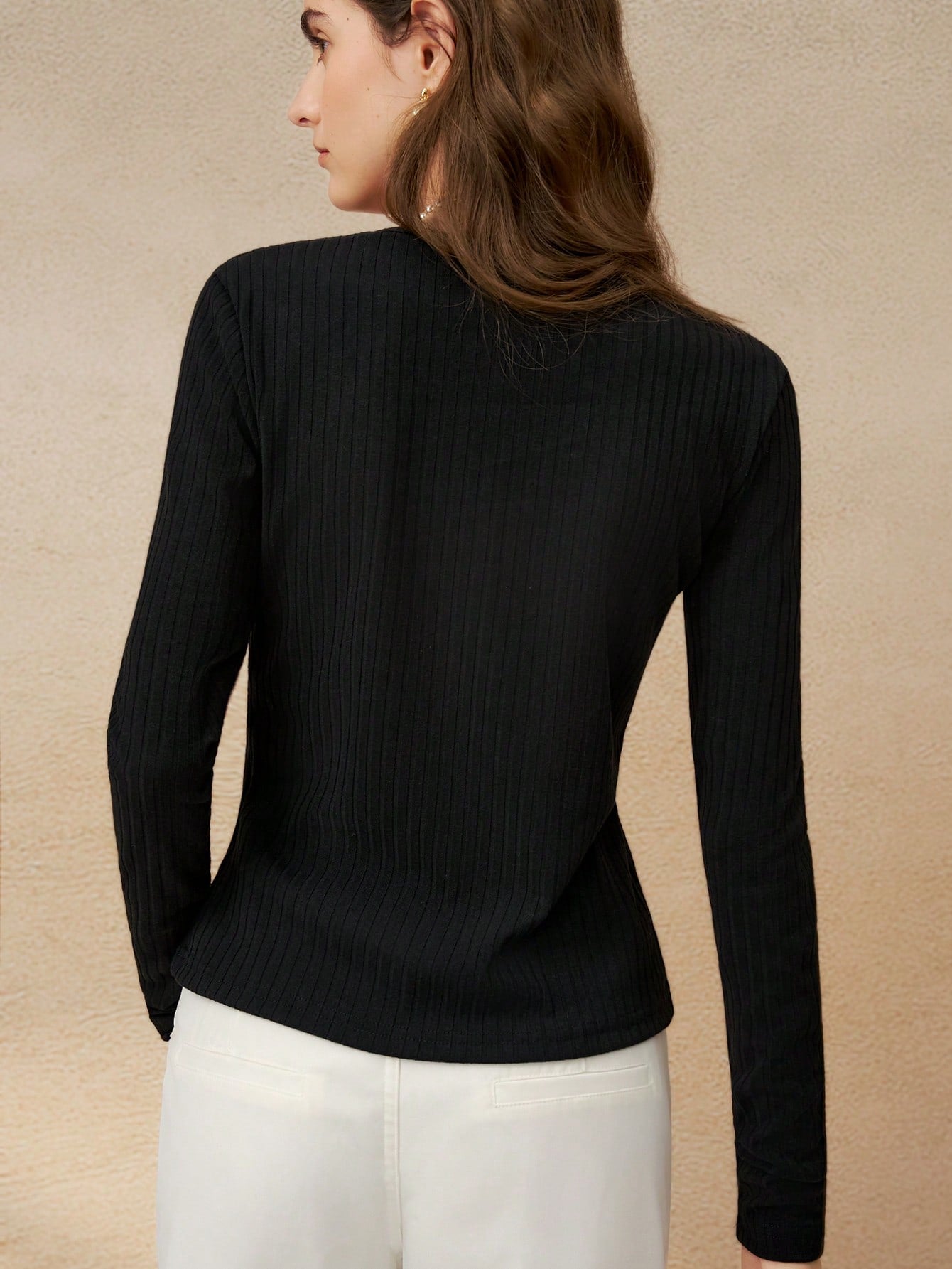 INAWLY Blusa elegante de mujer con cuello en V, parches de encaje y mangas largas transparentes, para primavera/otoño