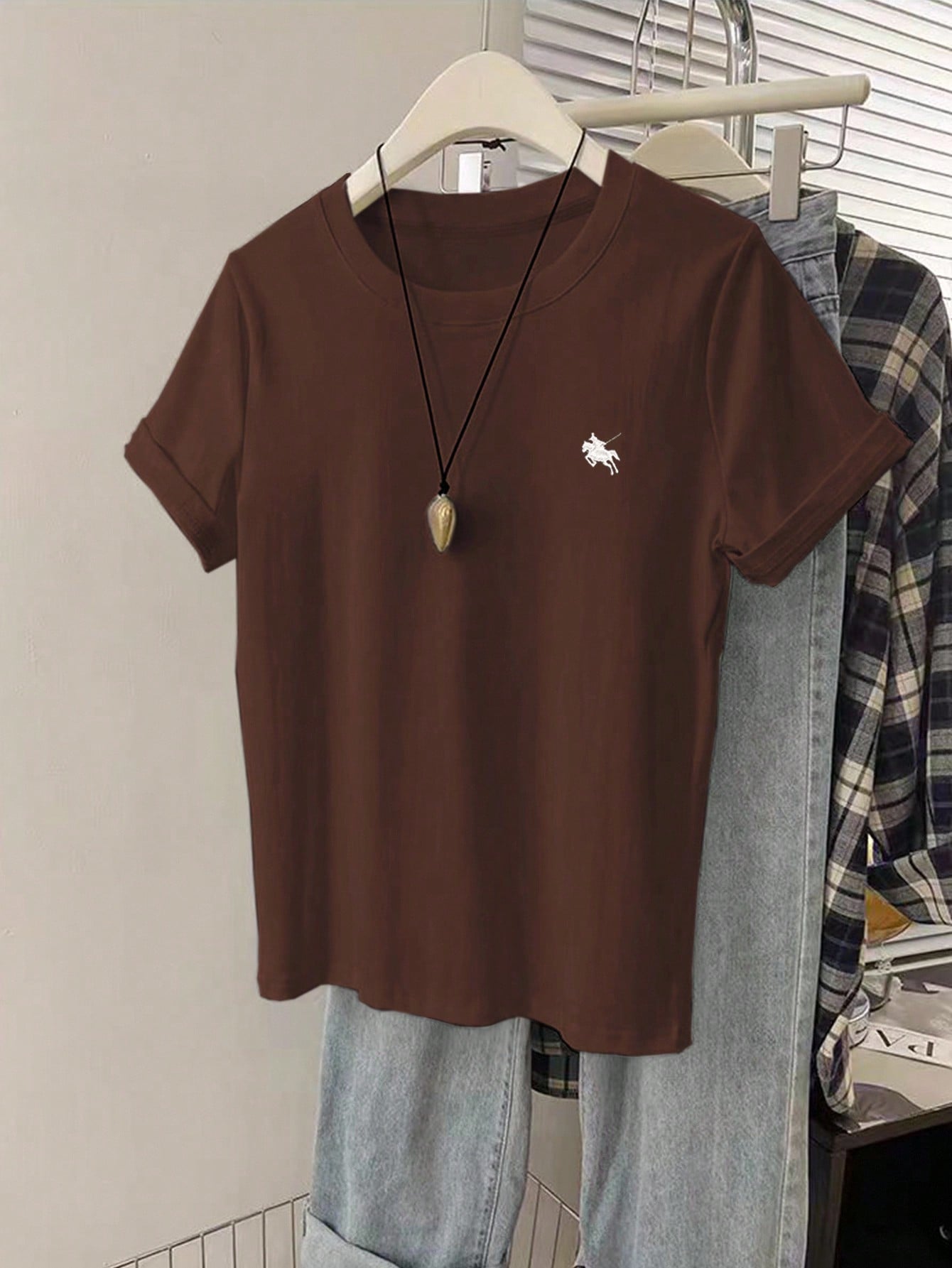 INAWLY Camiseta de manga corta de verano para mujer con cuello redondo, estampado de caballero, de moda y cómoda