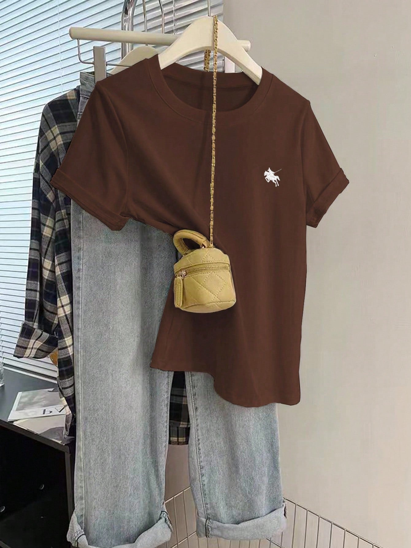 INAWLY Camiseta de manga corta de verano para mujer con cuello redondo, estampado de caballero, de moda y cómoda