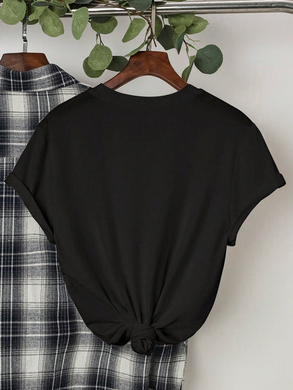 INAWLY Camiseta de manga corta informal para mujer con estampado gráfico de gato, primavera/verano