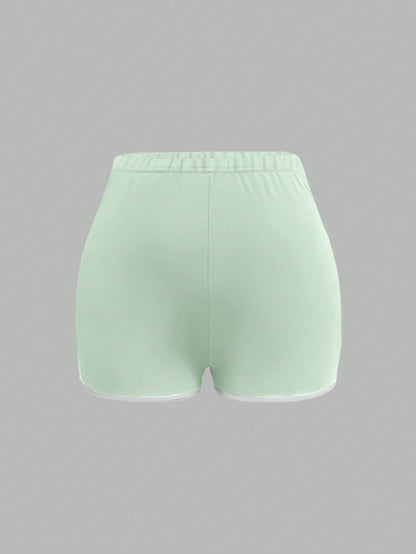 INAWLY Pantalones cortos mini ajustados de verano para mujer con ribete de color de contraste
