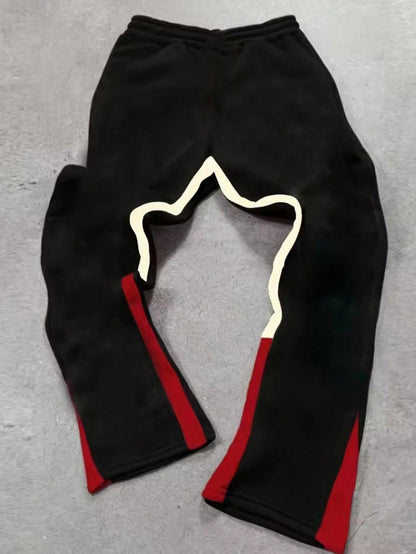 INAWLY Pantalones jogger de estilo casual de mujer con estampado distintivo y único de estrella de cinco puntas y diseño de crucifijo, en estilo gótico hip-hop Y2K