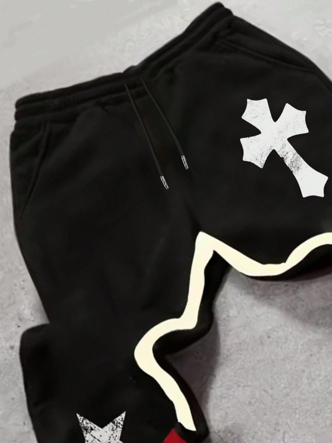 INAWLY Pantalones jogger de estilo casual de mujer con estampado distintivo y único de estrella de cinco puntas y diseño de crucifijo, en estilo gótico hip-hop Y2K